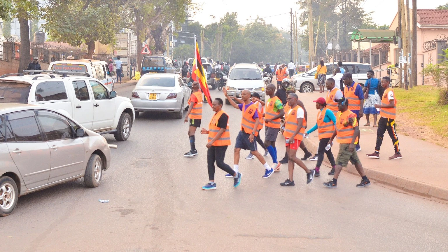 Participants engaging positively with each other during the walk
